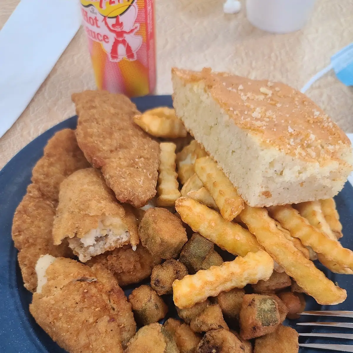 Chicken Strips Oakland Fries Corn Bread