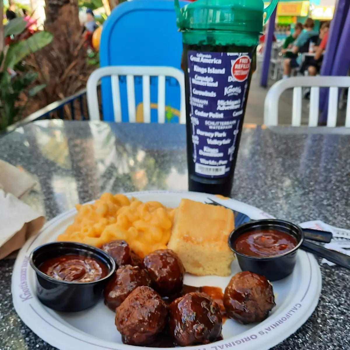 Mac N Cheese and BBQ Meatballs