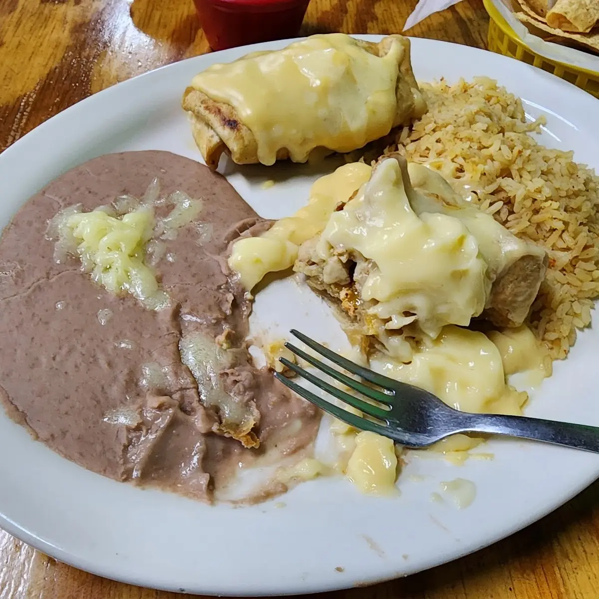 Chicken Chimichangas with Rice & Beans
