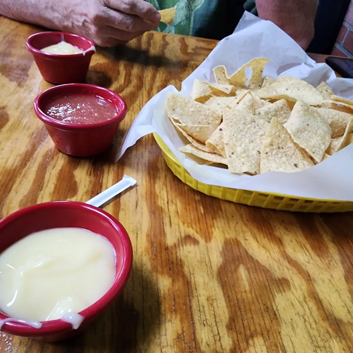 Chips with Salsa and Cheese Dip