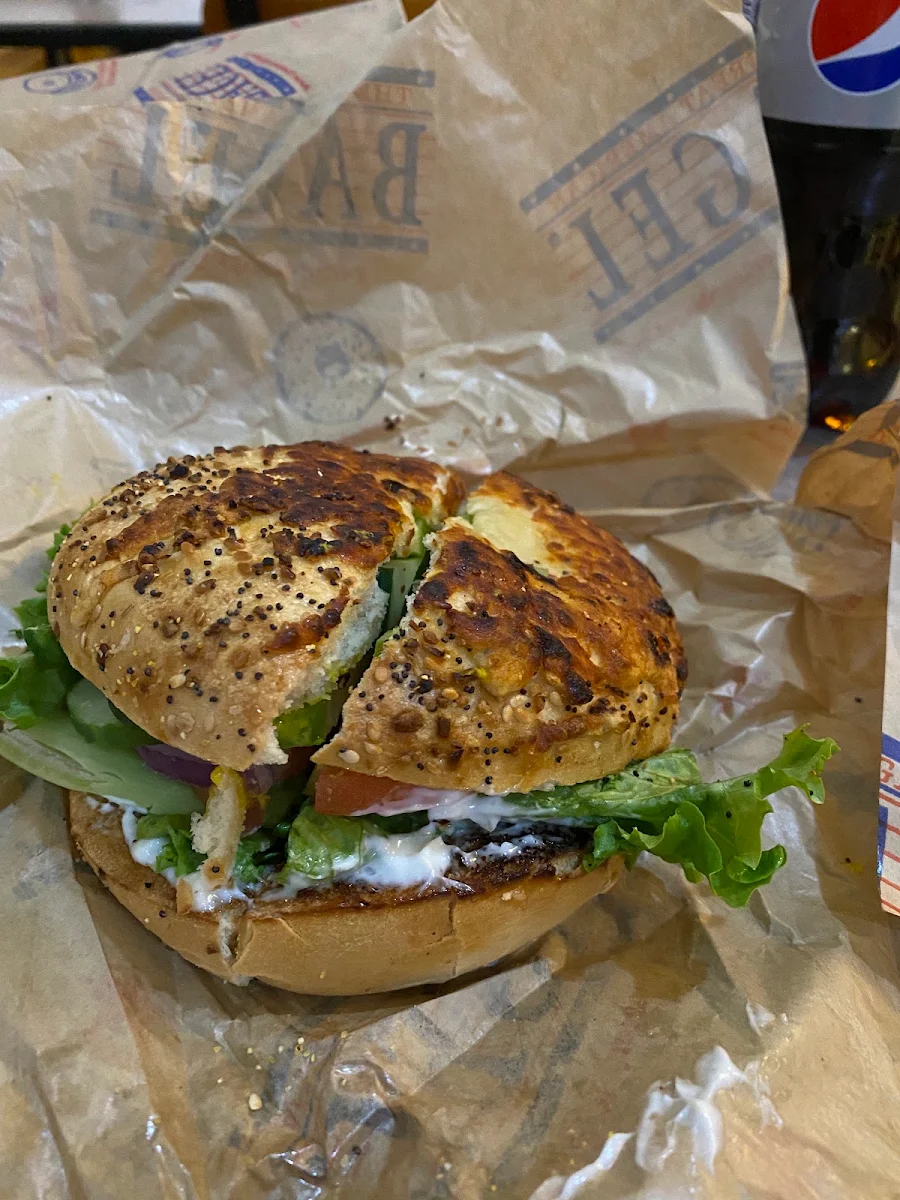 Chicken Caesar on Asiago Bagel