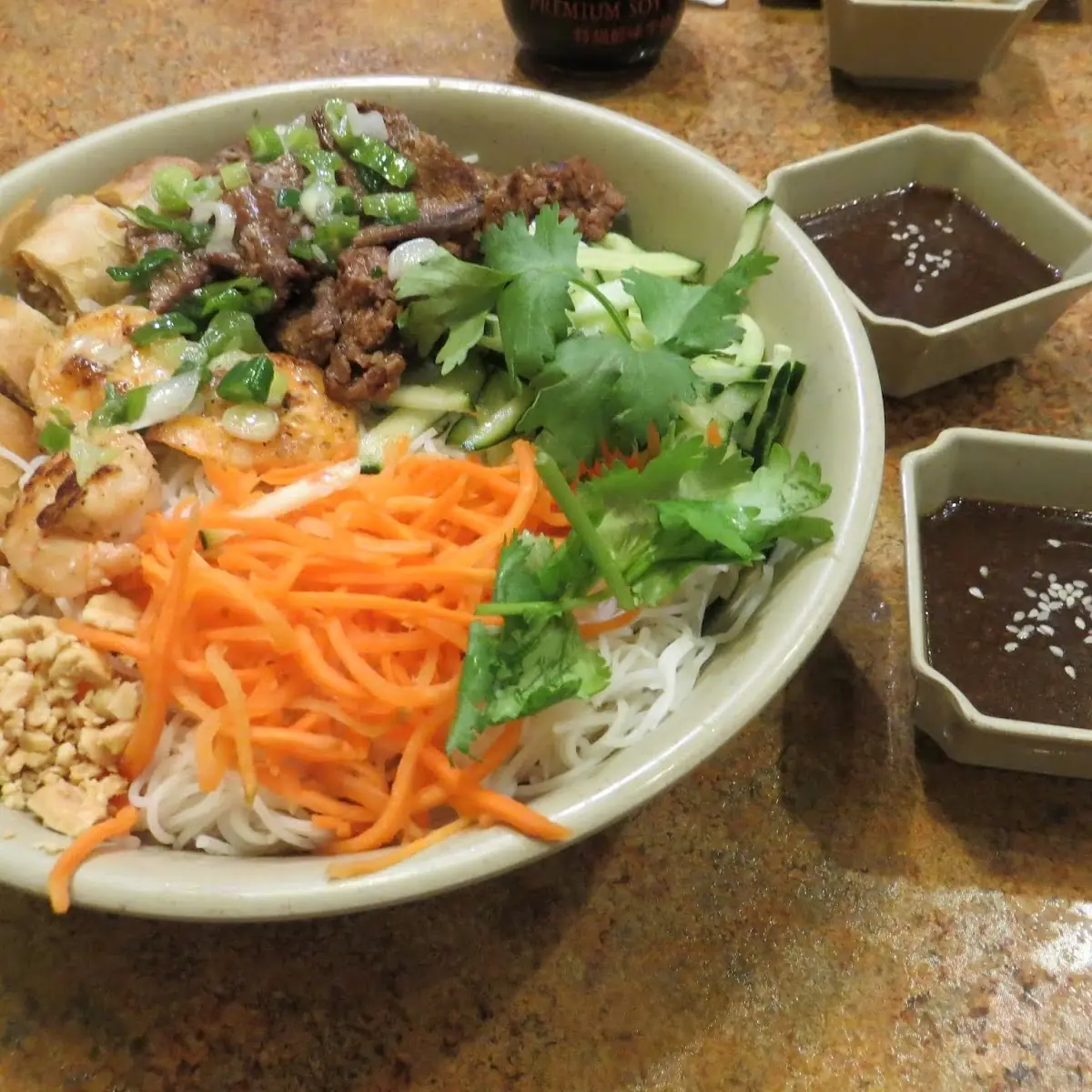 Grilled Beef Vermicelli with Eggroll
