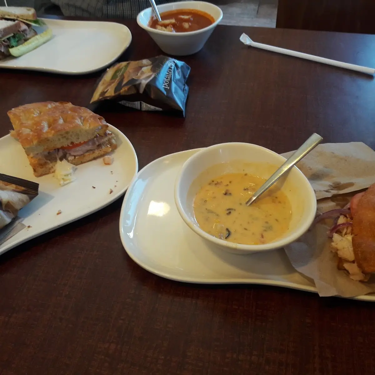 Chicken Sandwich with Clam Chowder Soup