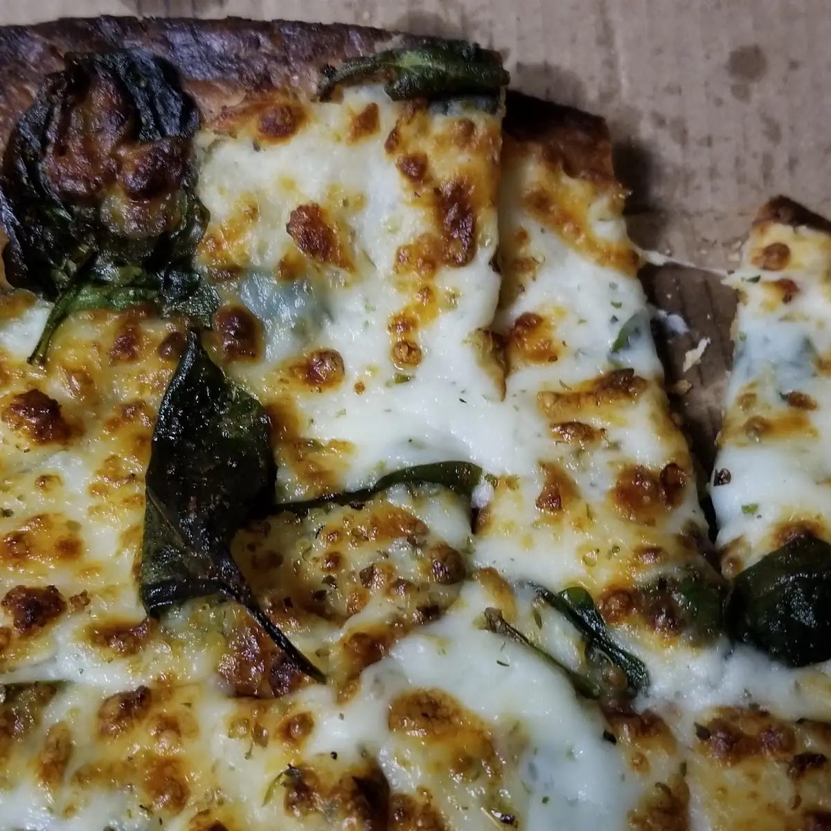 Burnt Spinach and Feta Thin Crust Pizza