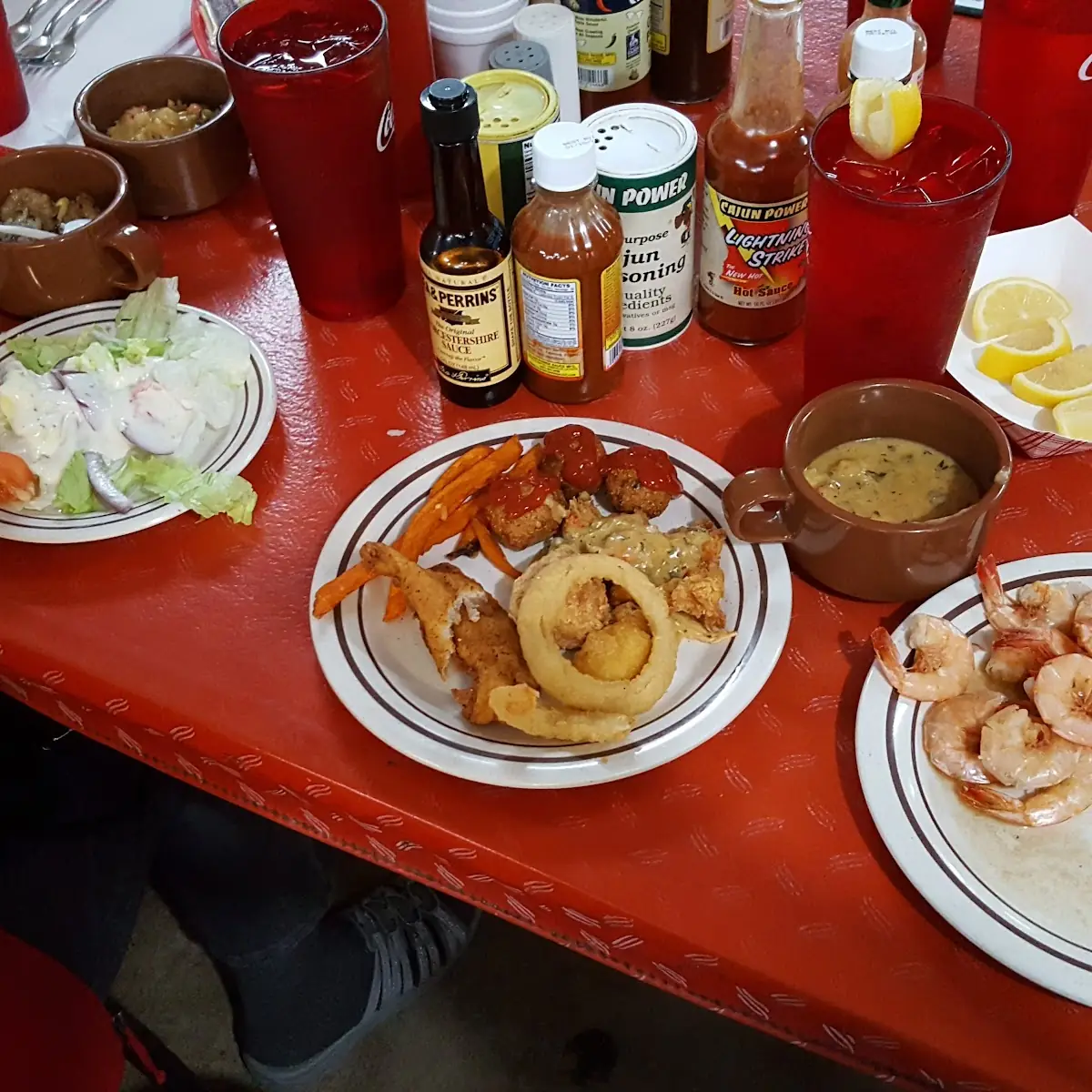 Seafood Platter with Onion Rings