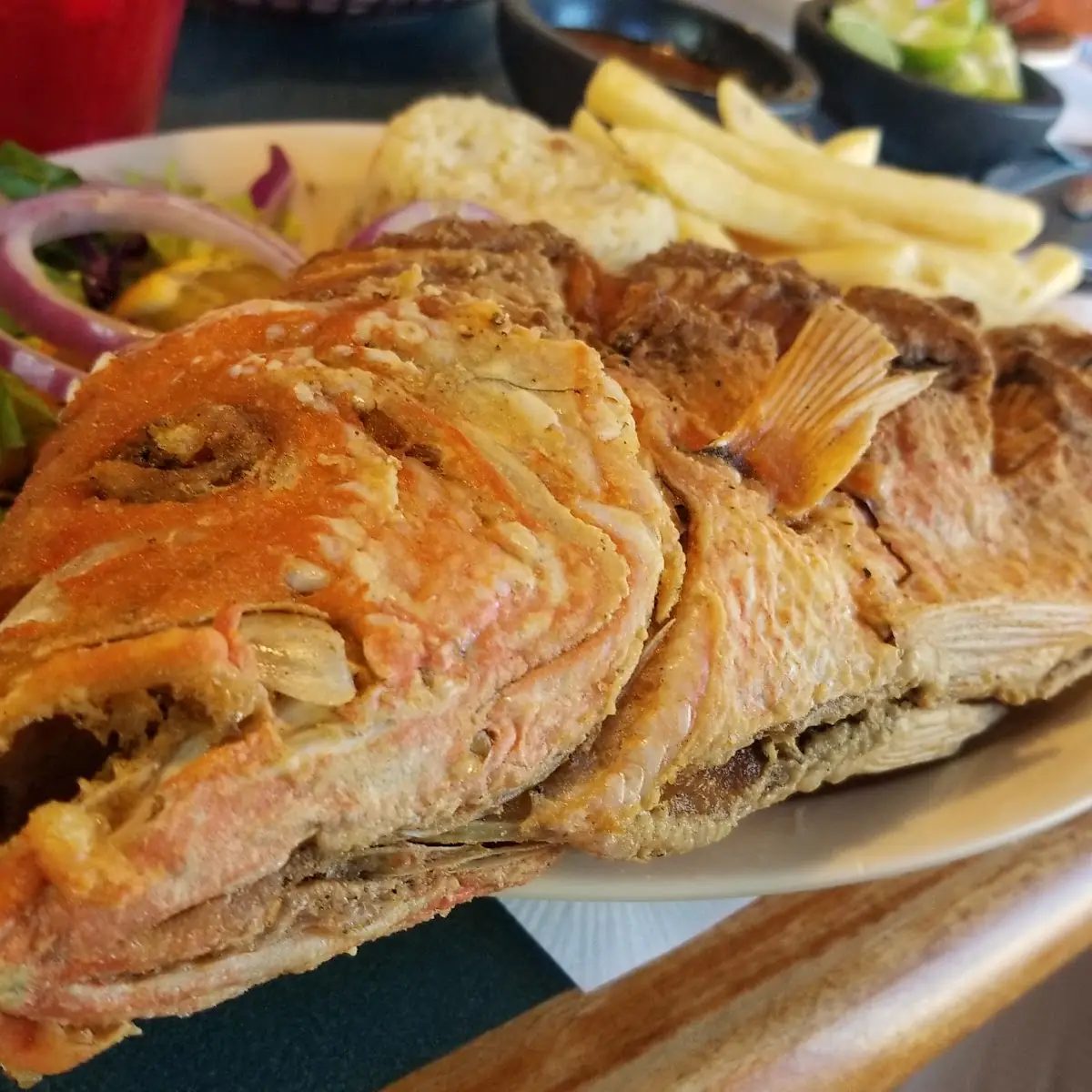 Fried Red Snapper Rice and Fries