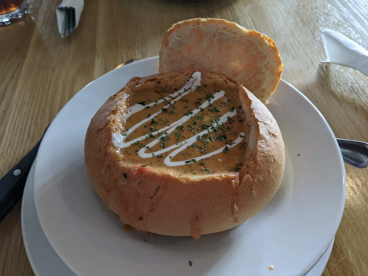 Seafood Chowder in a Sourdough Bowl