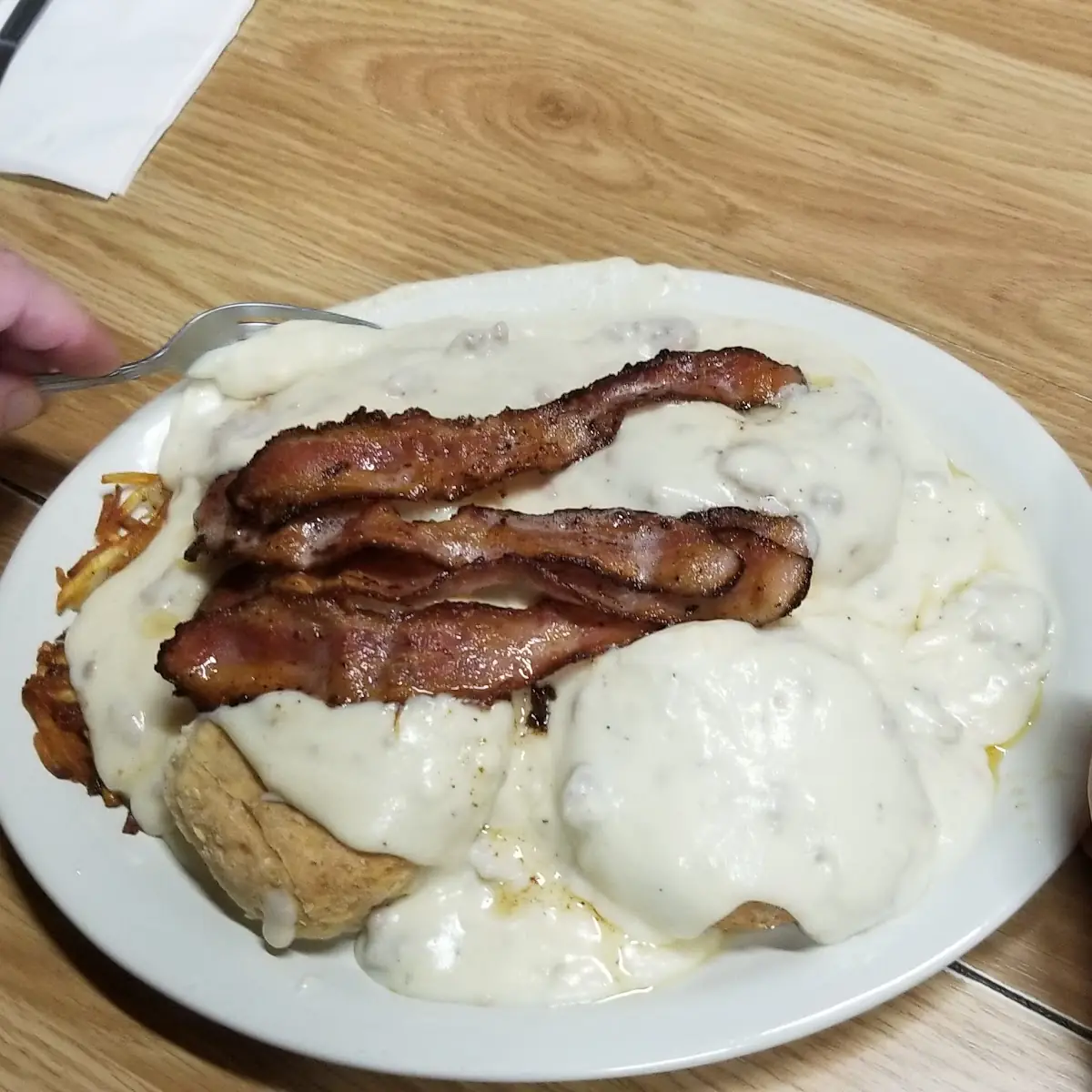 Stacked Hashbrowns N Gravy Biscuits and Gravy