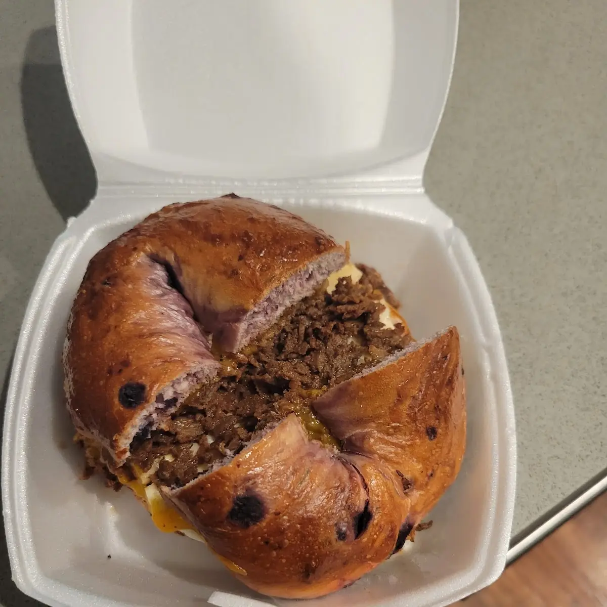 Steak and Cheese Bagel Sandwich