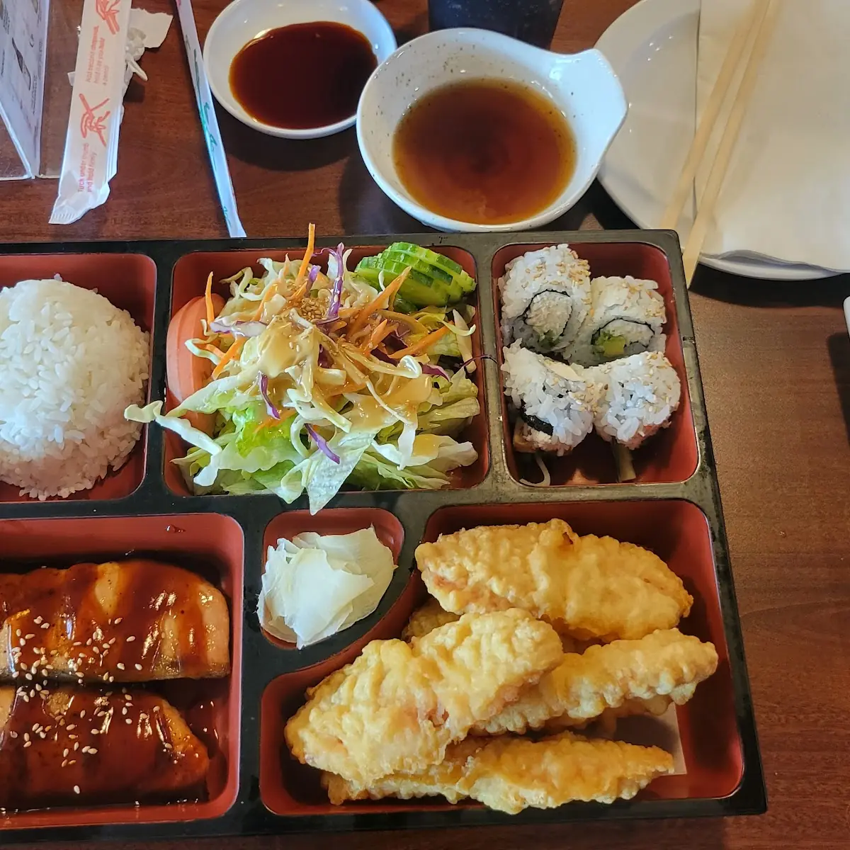 Chicken Teriyaki Veg Tempura & Eggroll