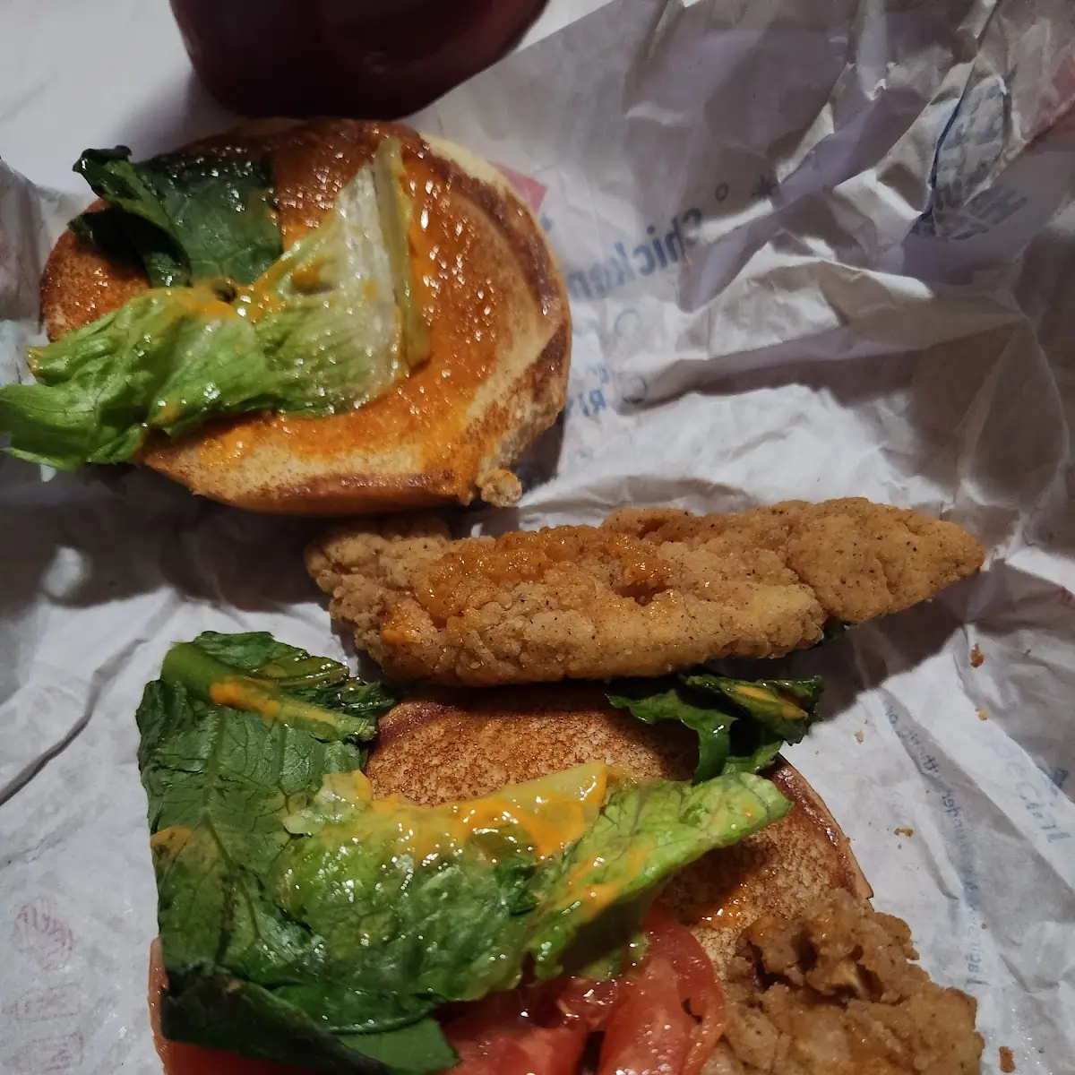 Spicy Chicken Sandwich 2 Chicken Tenders on Bread