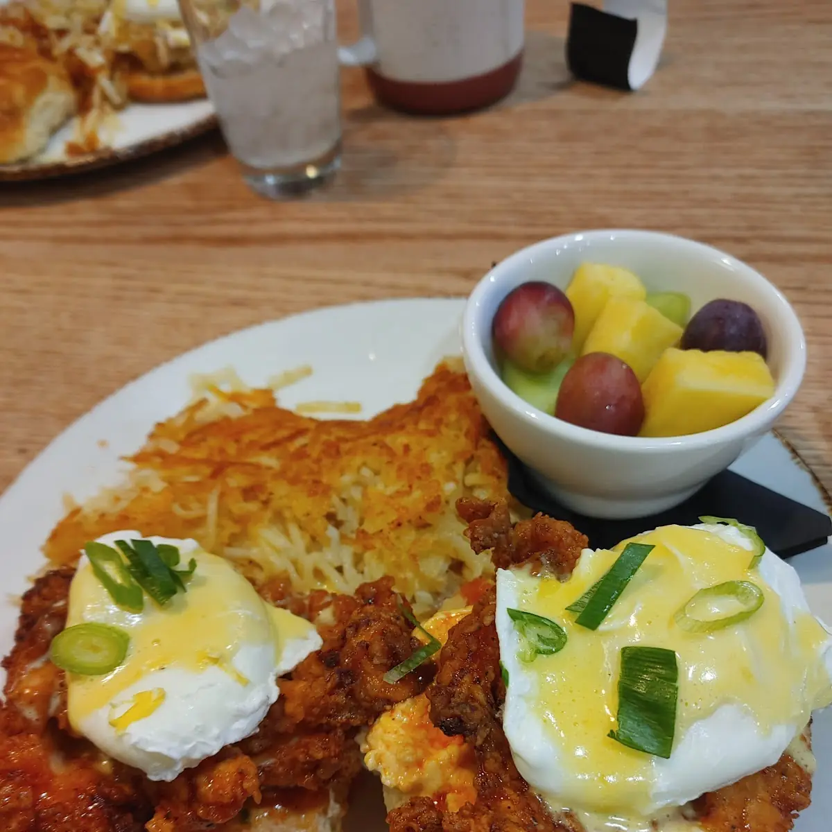 Eggs Benedict with Pimento Cheese and Fried Chicken