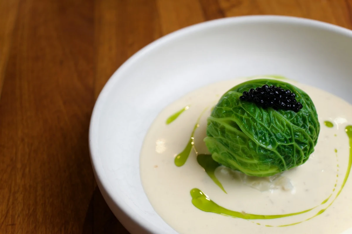 Roasted Ricotta Gnocchi Savoy Cabbage and Aligot Mousse
