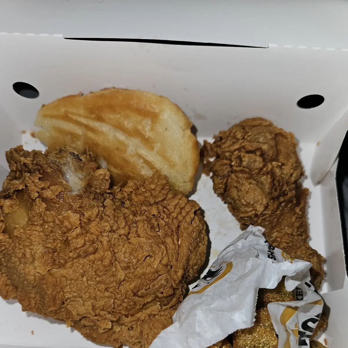 Fried Okra Fried Chicken and Biscuit