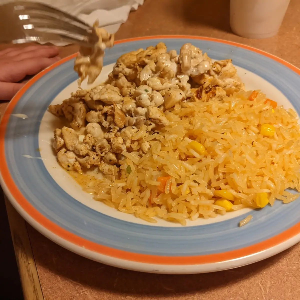Chicken and Rice with Cheese Dip
