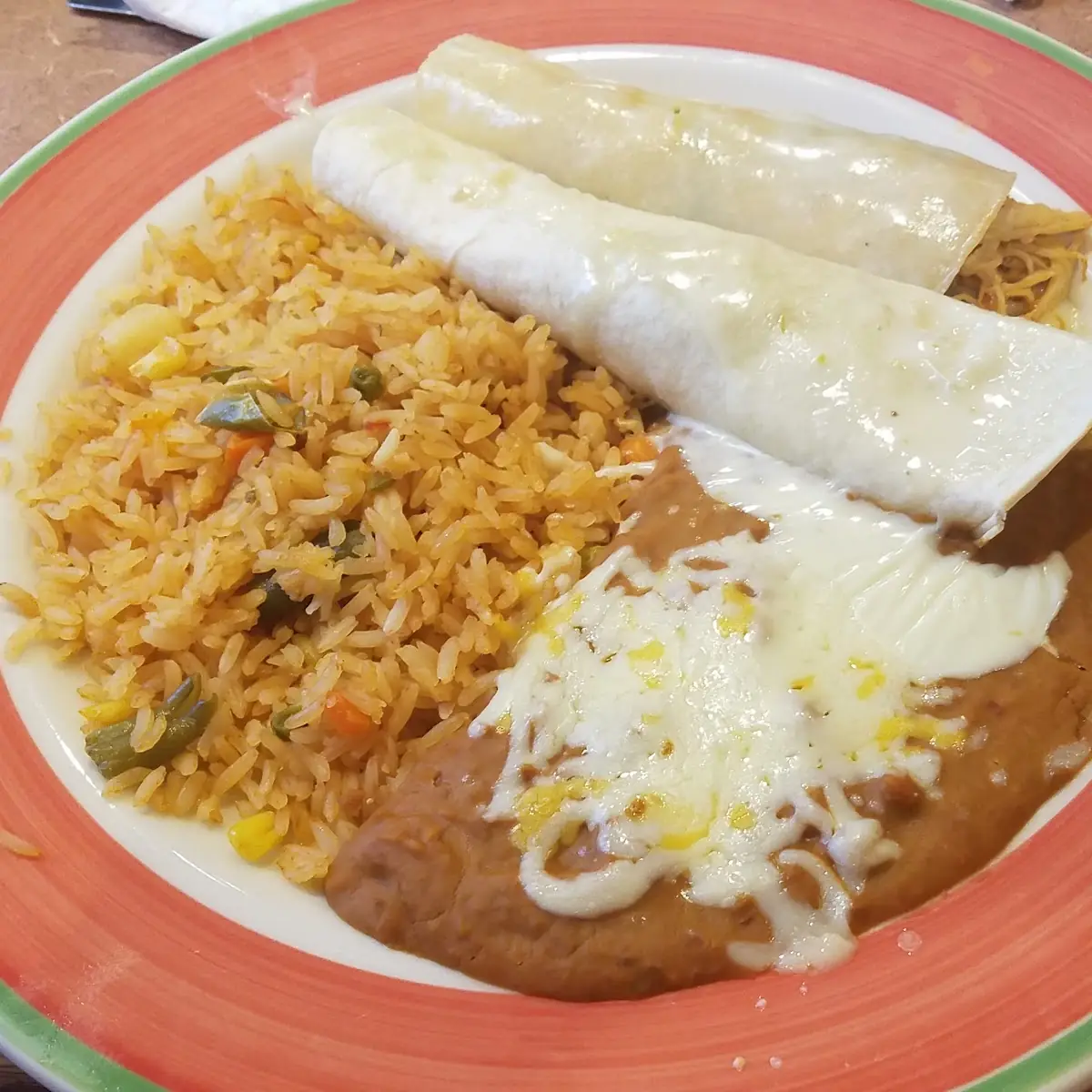 Two Cheese Enchiladas Rice & Beans