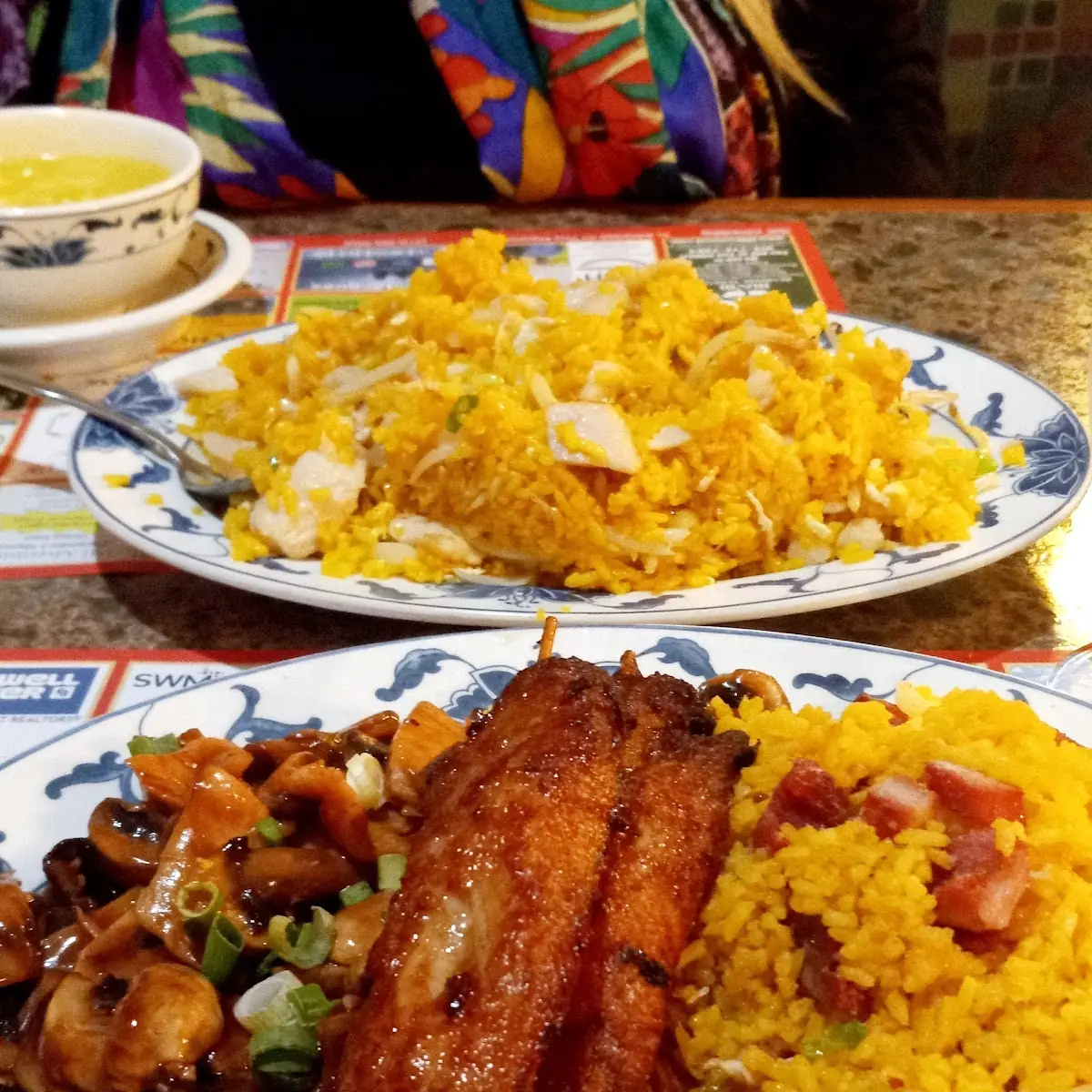 Chicken with Mushrooms and Pork Fried Rice