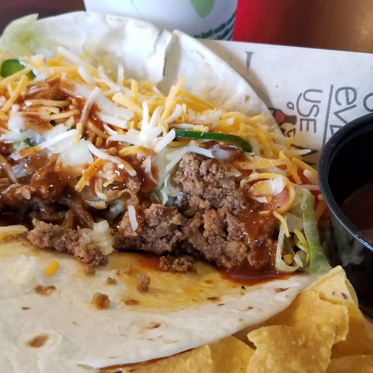 Teaspoon Willie's Spicy Sauce on Soft Taco