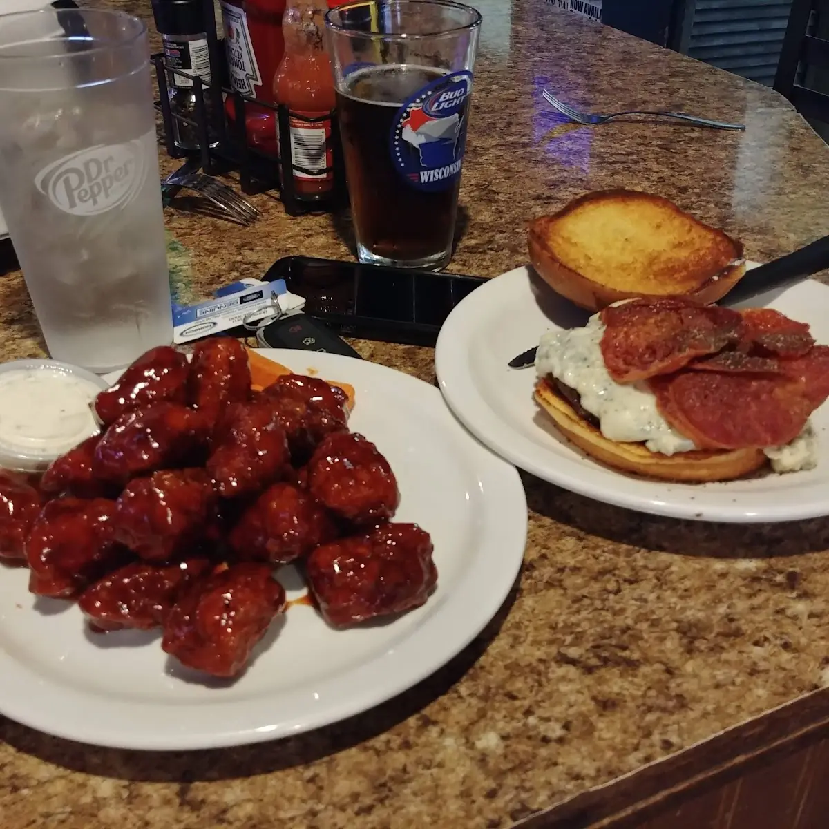 Boneless Wings and a Bacon Blue