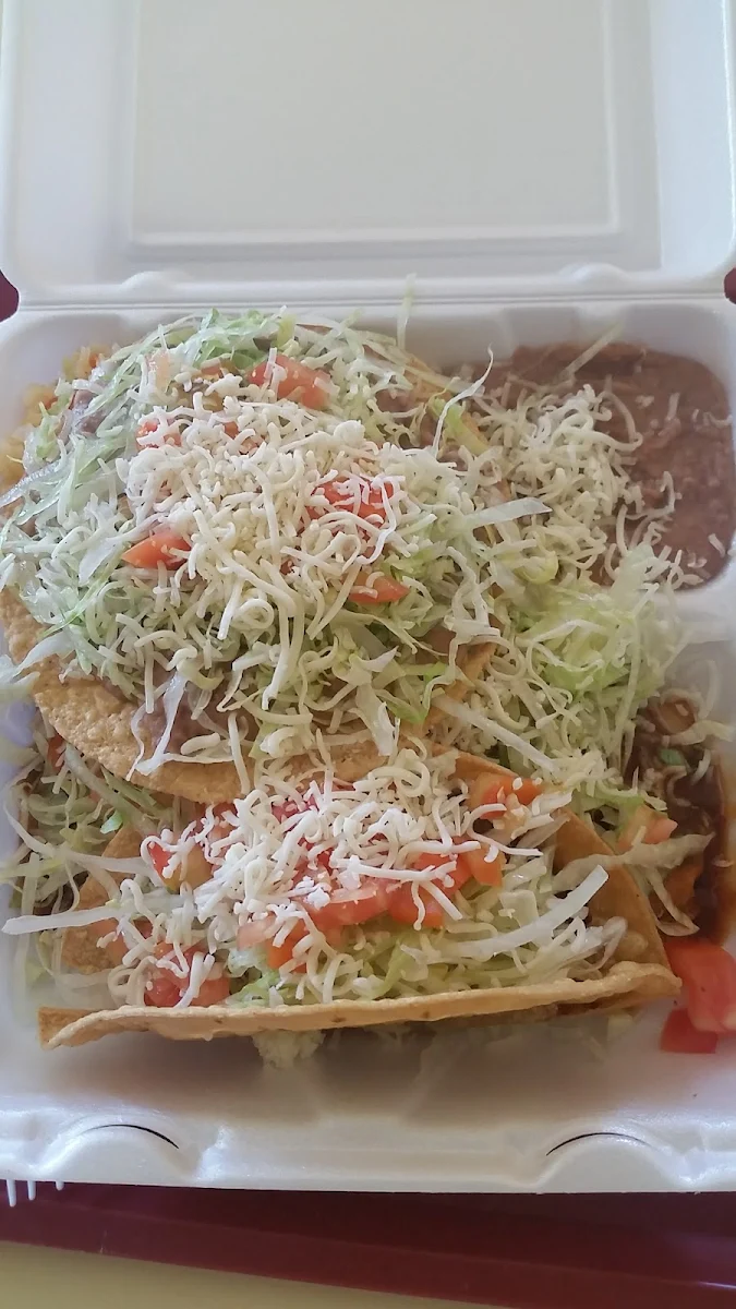 Beef Taco Enchilada and Tostada