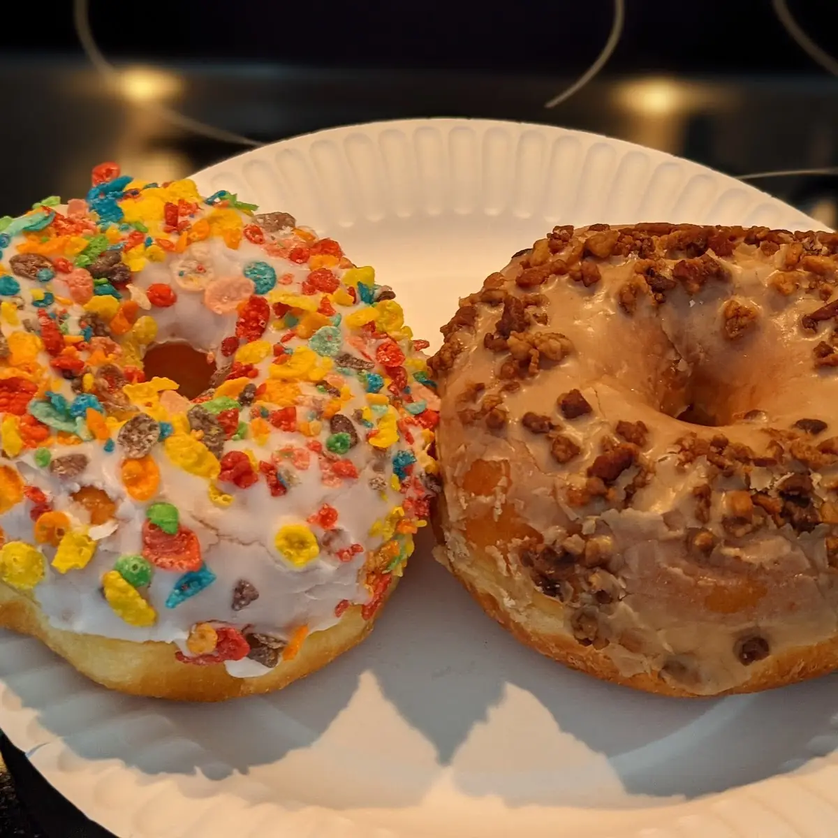 Fruity Pebble & Maple Bacon Glazed Donuts