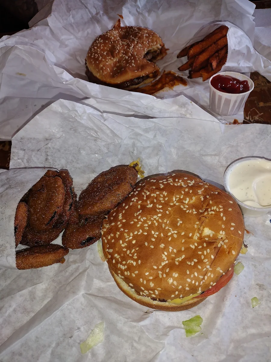 Cheeseburger and Fried Zucchini