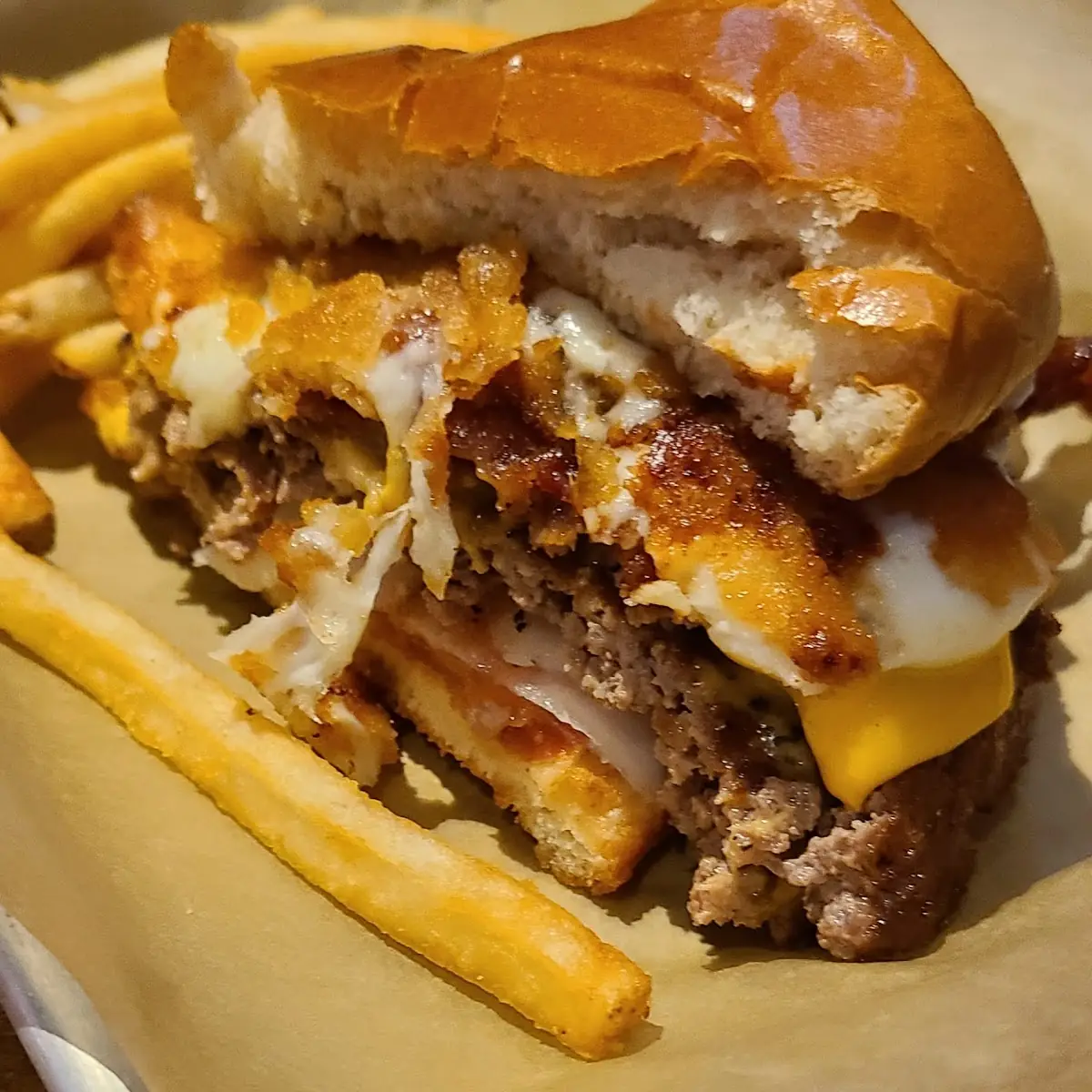 Cheese Curd Bacon Cheddar Burger