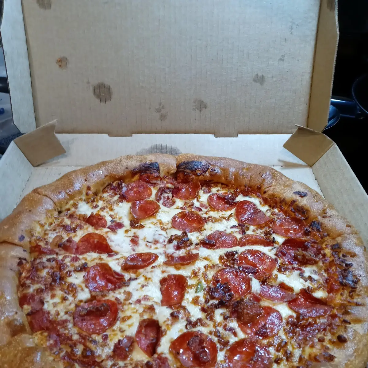 Stuffed Crust Pepperoni Pizza with Bacon