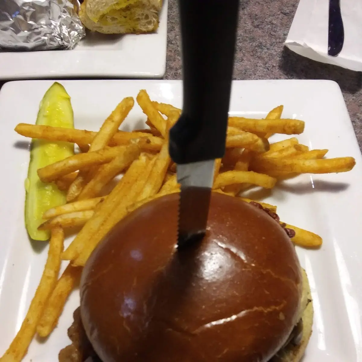 Bacon Cheese Burger and Fries