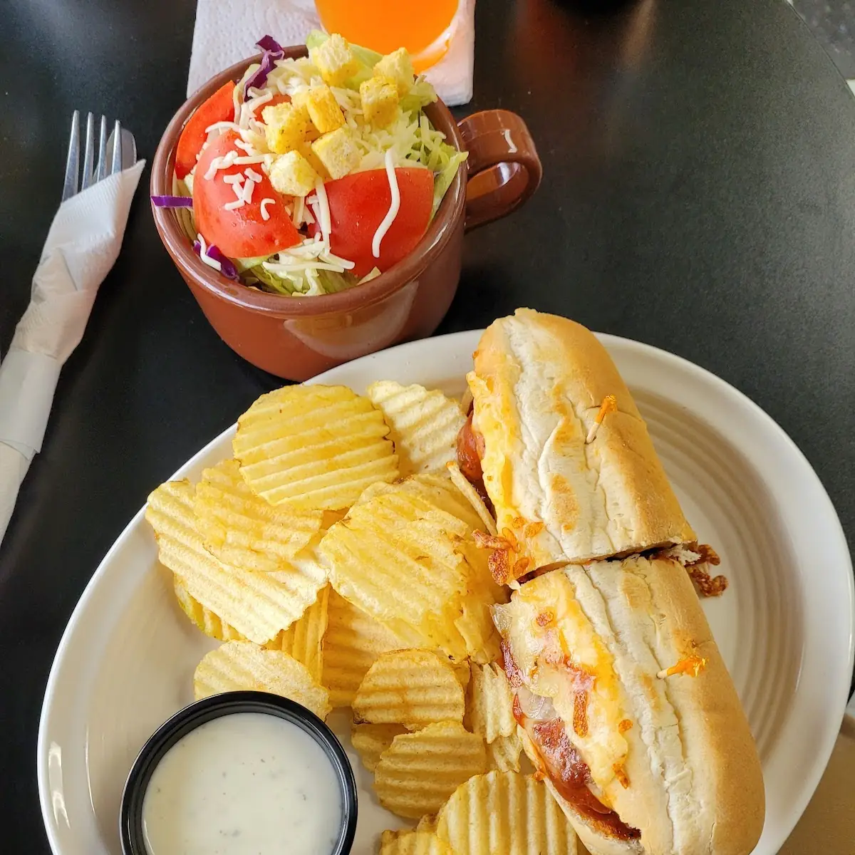 Meatball Sub Chips and a Side Salad