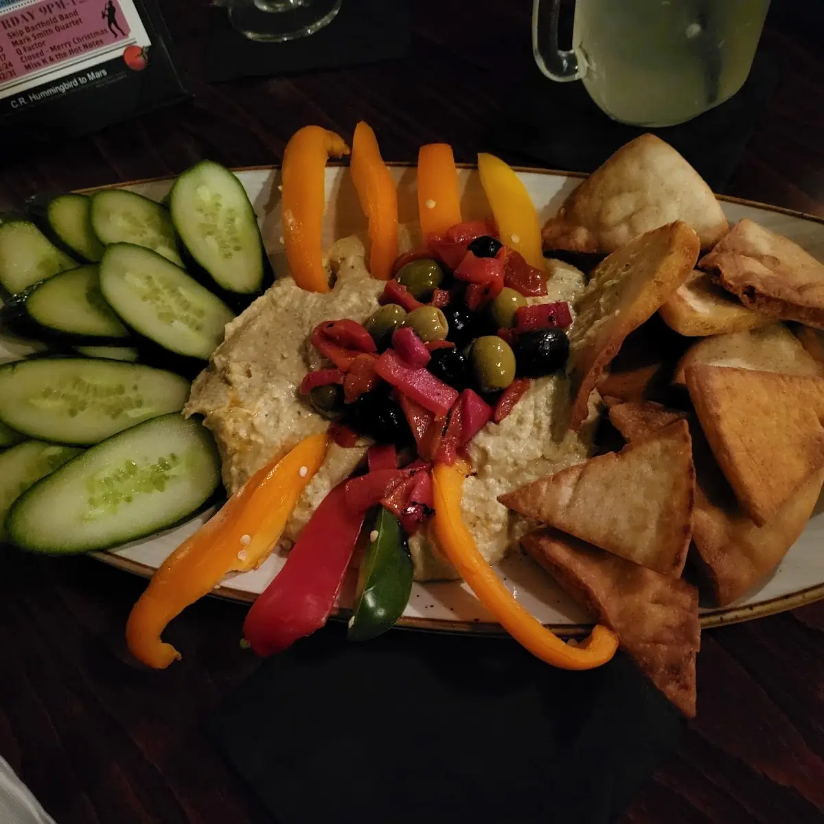 Warm Olive Hummus Plate