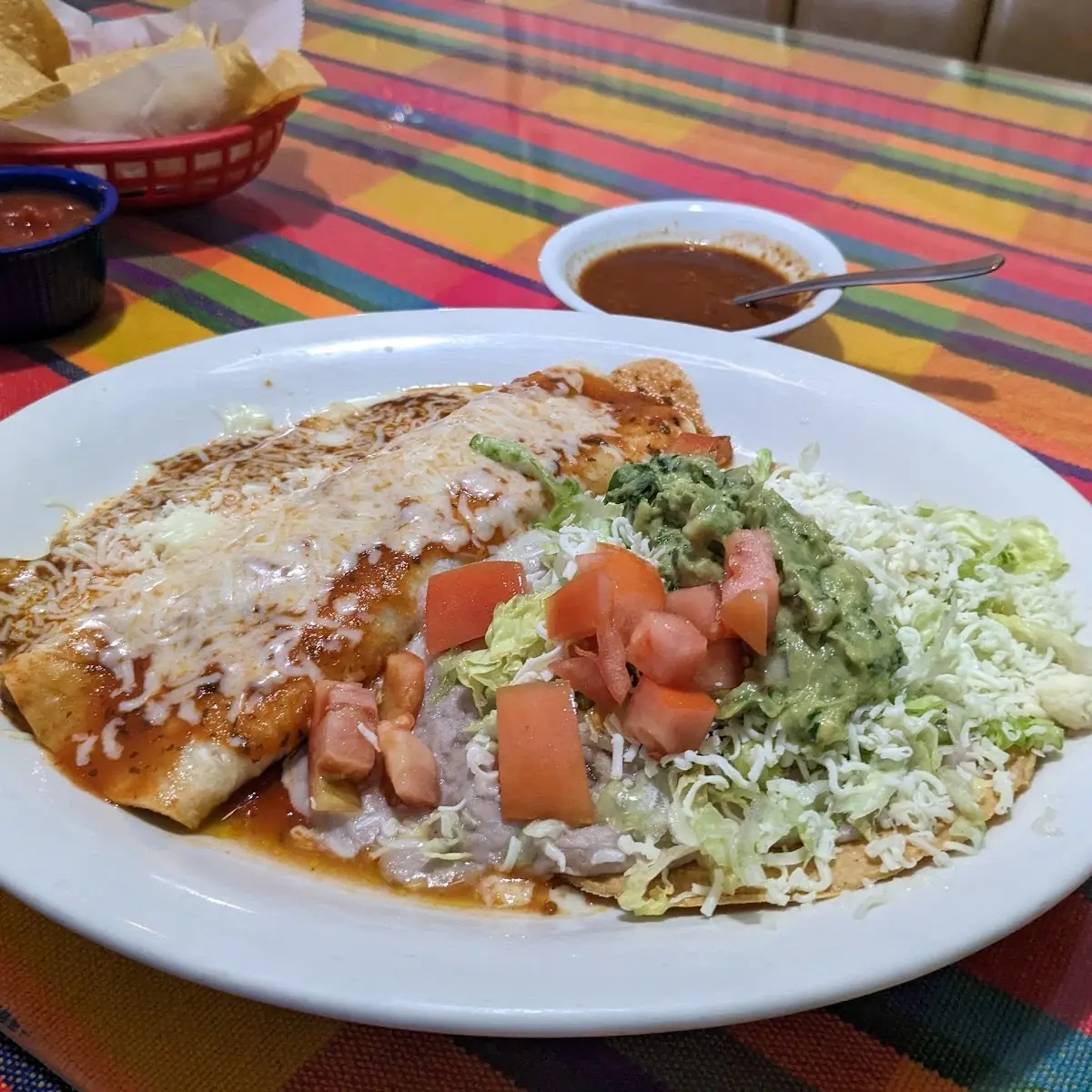 Enchilada Chile Relleno Rice and Beans