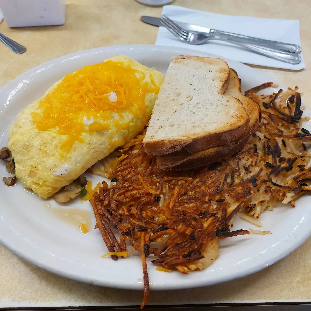 Corned Beef Hash and Eggs and Toast