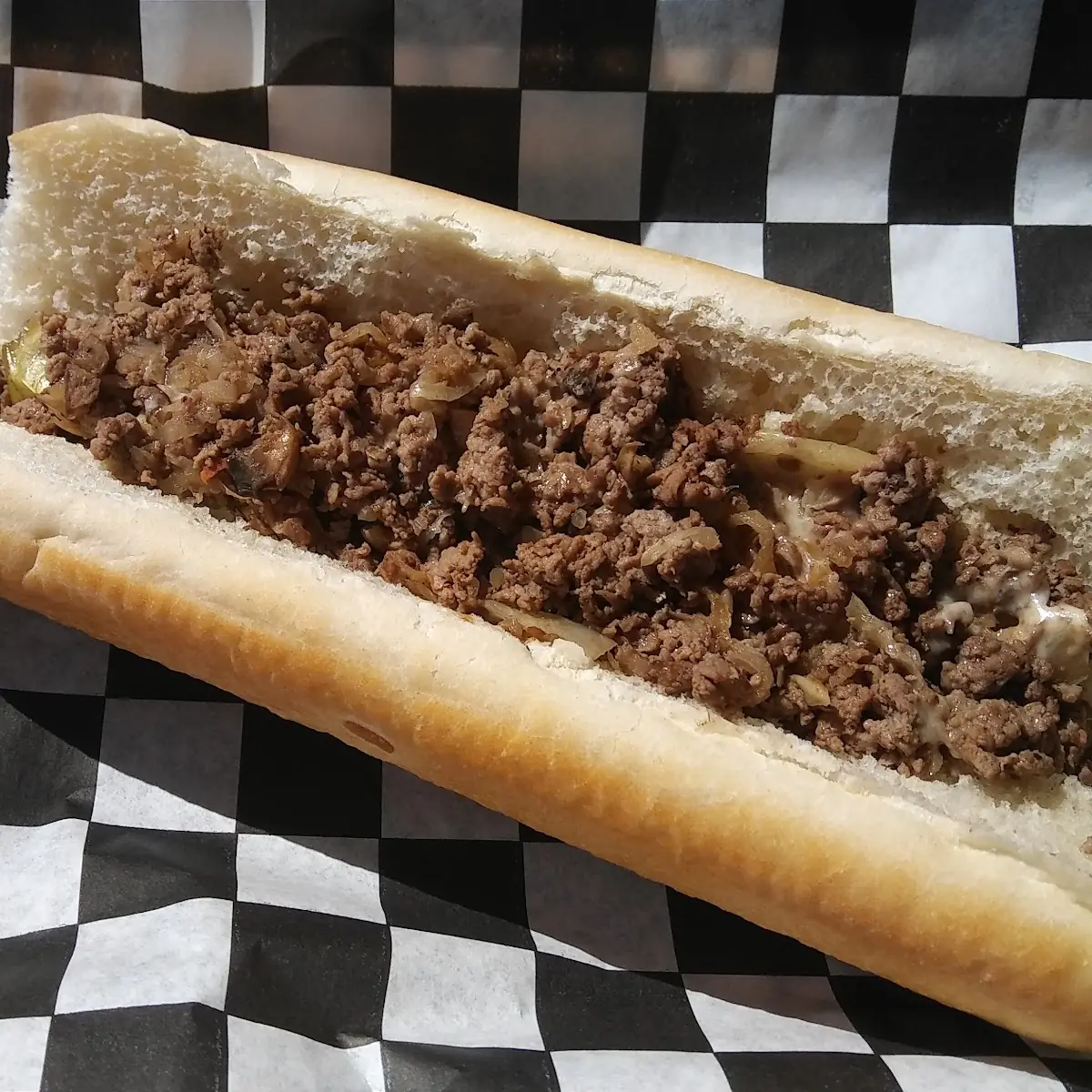 Steak Sandwich with Onions Mushrooms