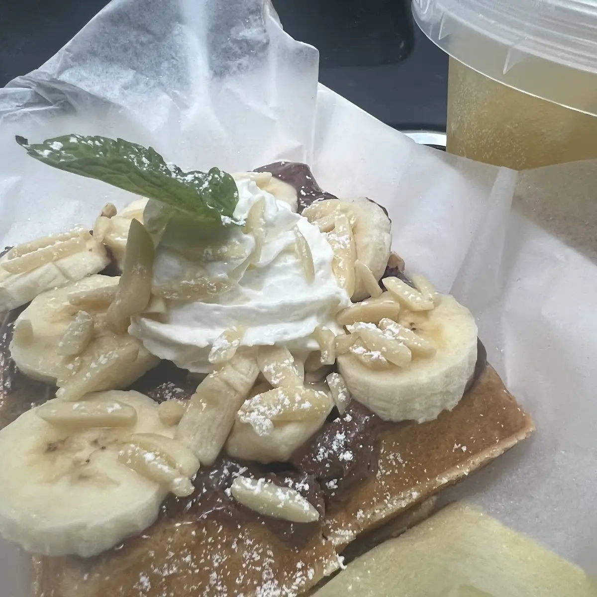 Banana Nutella Almond Waffle
