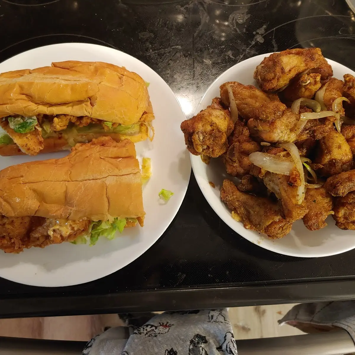 Fried Chicken Sub and Crunchy Wings