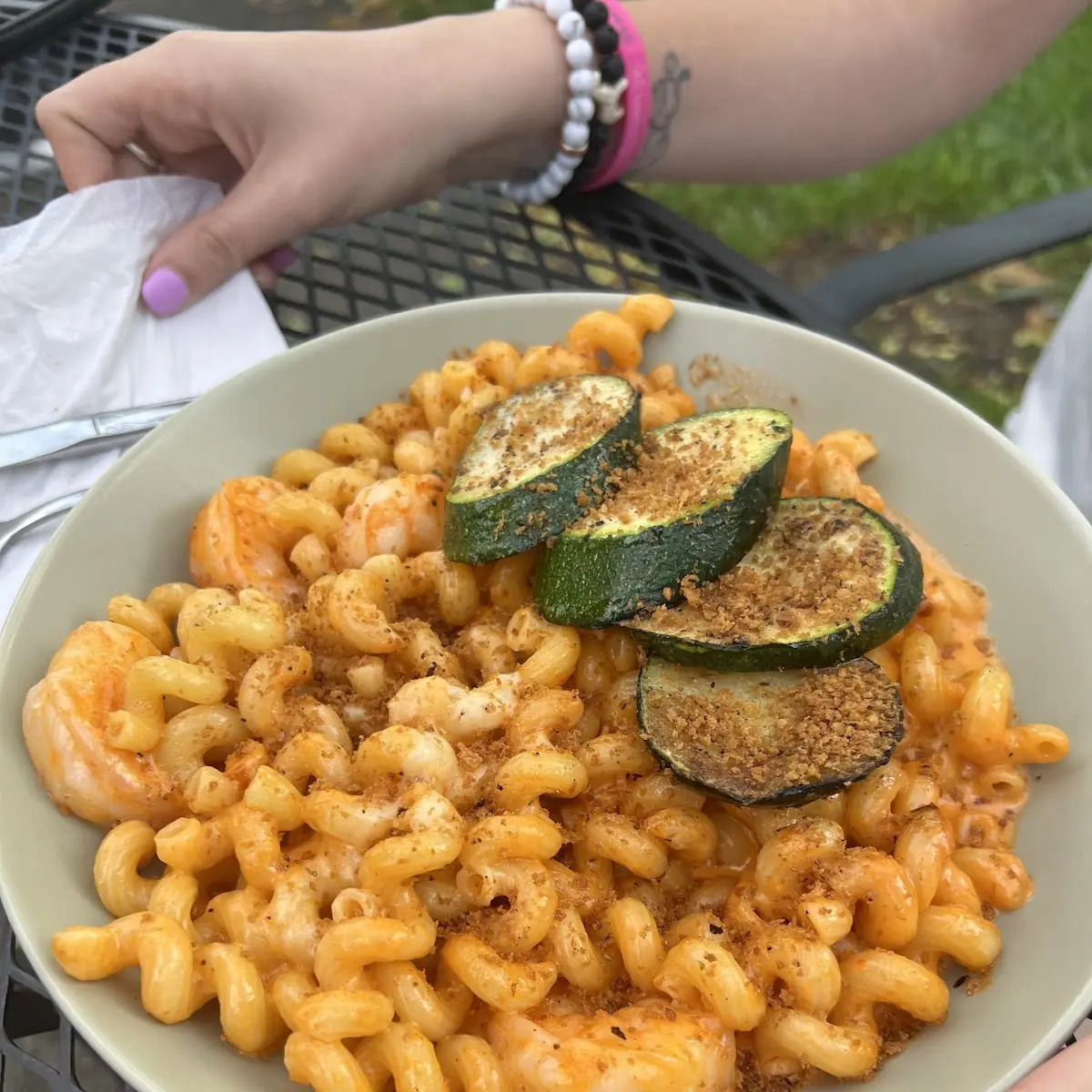 Meatloaf on Mac & Cheese Waffles