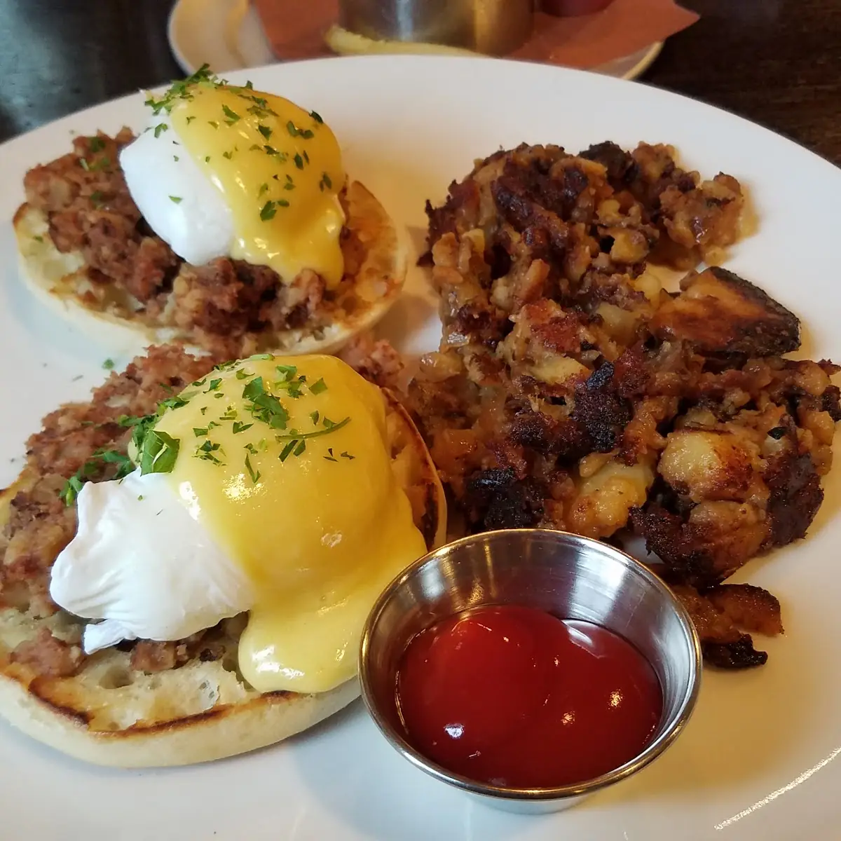 Eggs Benedict with Corned Beef Hash
