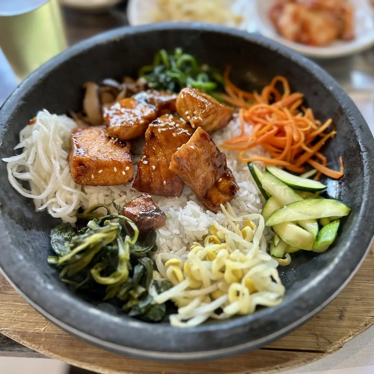 Salmon Hot Stone Bibimbap