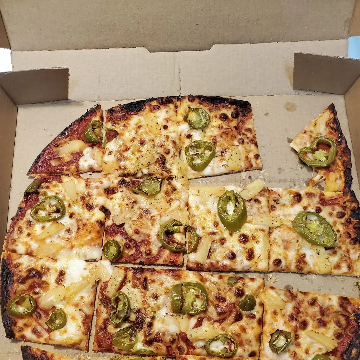 Thin Crust Pineapple and Jalapeno Pizza