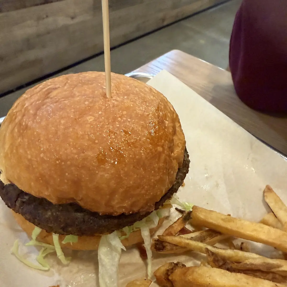 Black Bean Veggie Burger with Fries