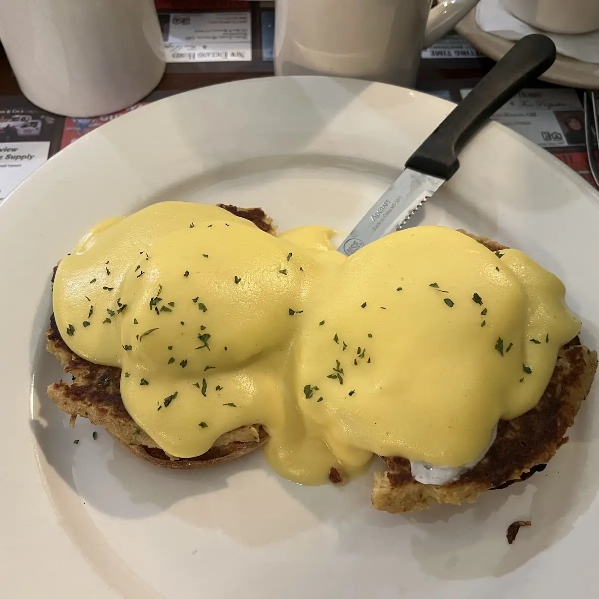 Turkey Bacon Cheddar Eggs Benedict