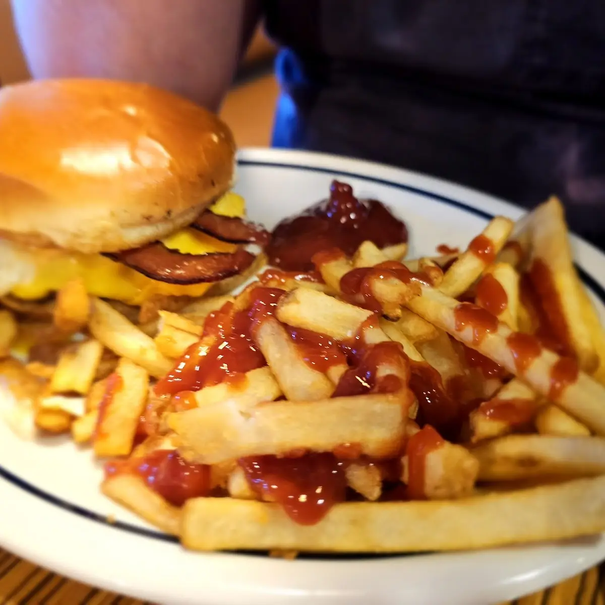 Burger and Fries with Cheese