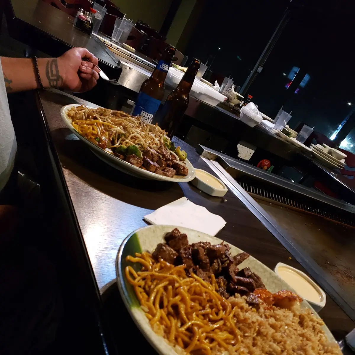 Hibachi Steak Noodles and Fried Rice