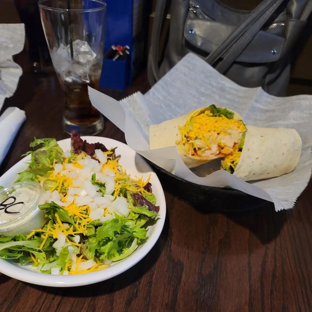 Spicy Chicken Wrap with Side Salad