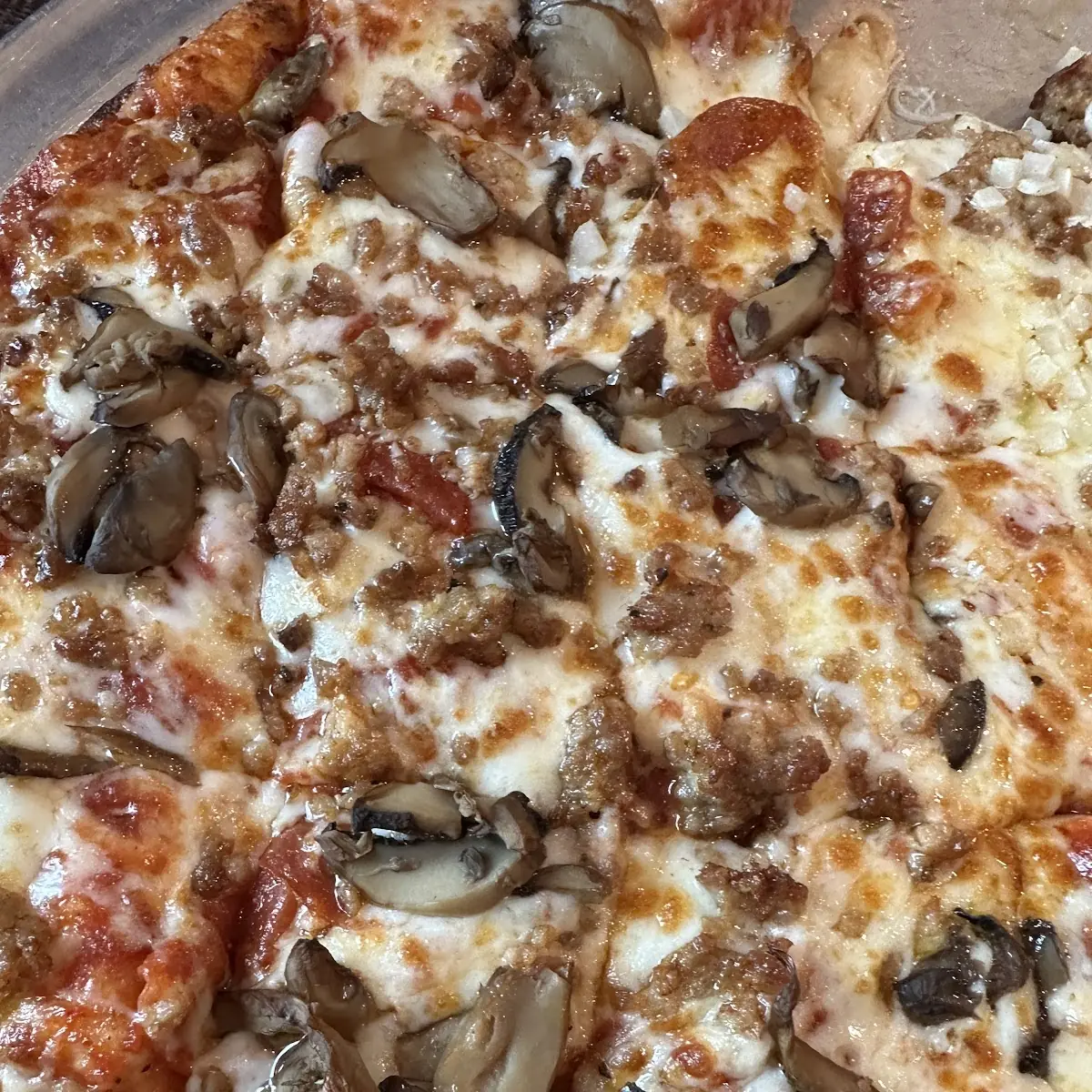 Sausage Pepperoni and Mushroom Pizza