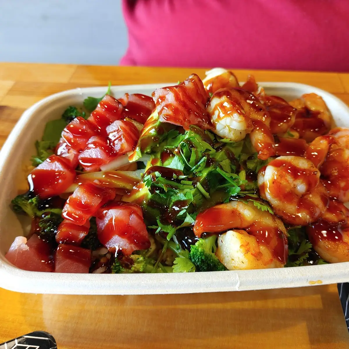 Poke Bowl with Tuna and Shrimp