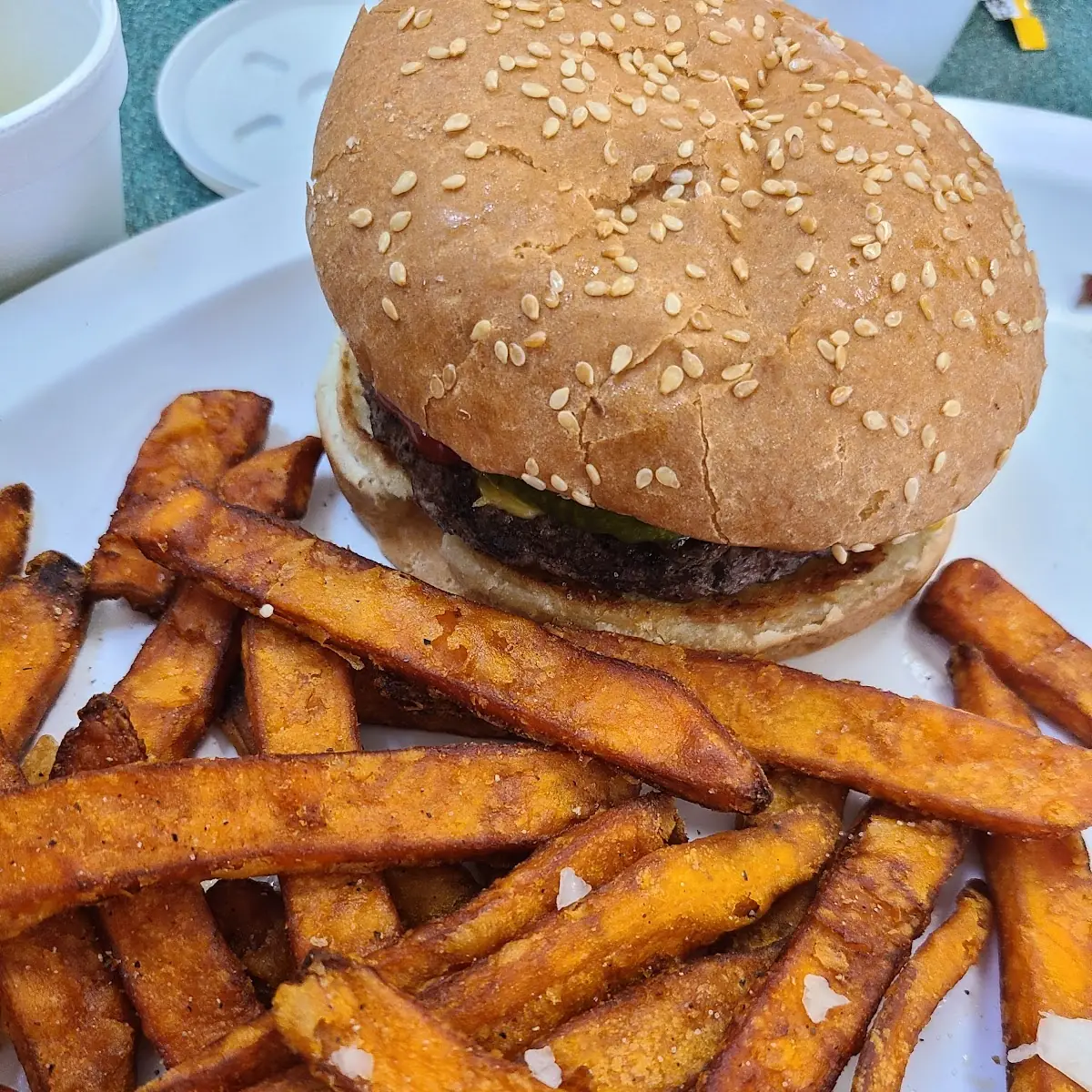 Cheeseburger with Sweet Potatoes