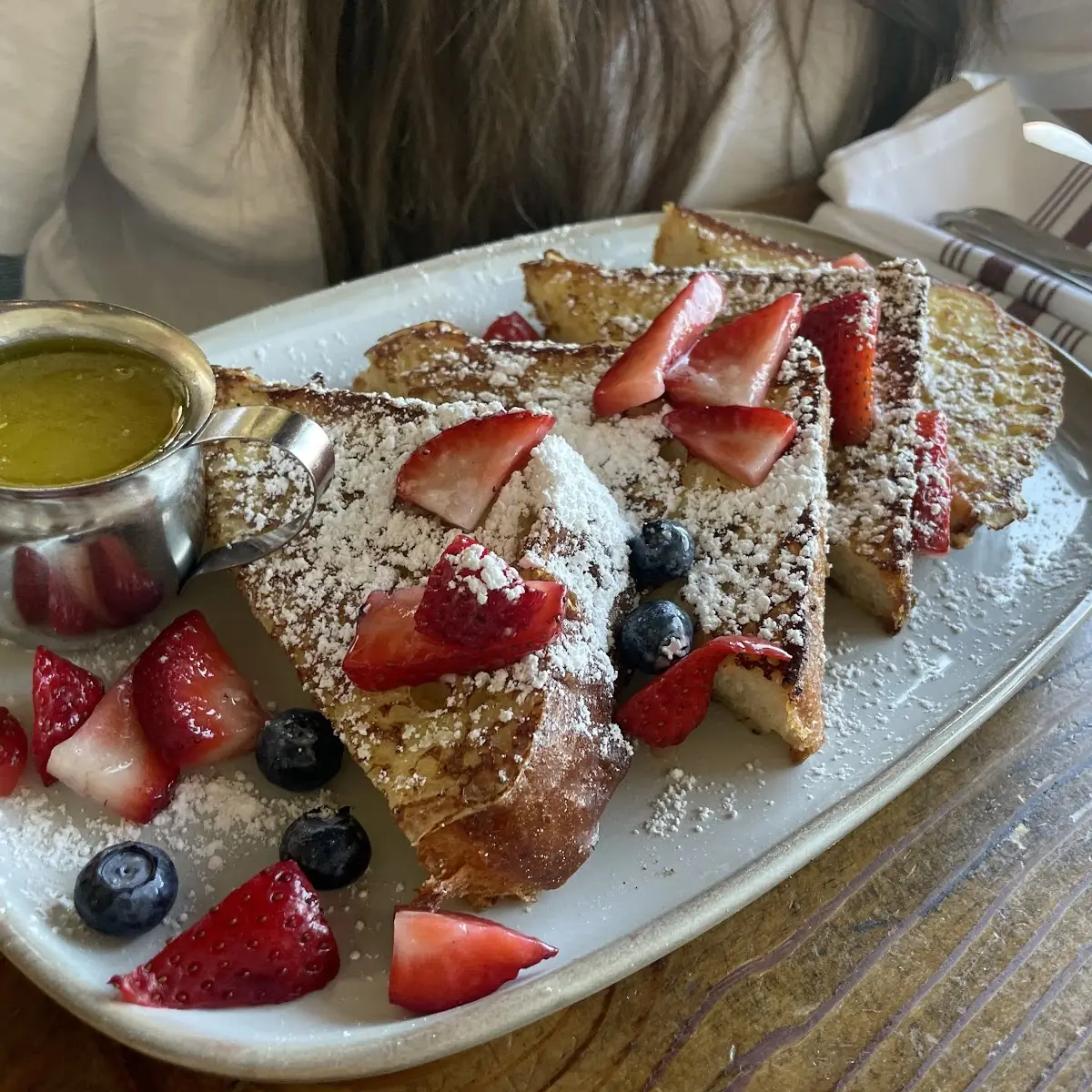 Deep Fried French Toast Fruit Compote Maple Syrup