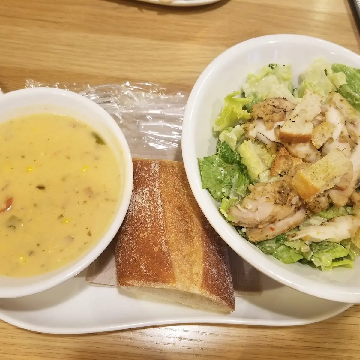 Chicken Caesar with Corn Chowder